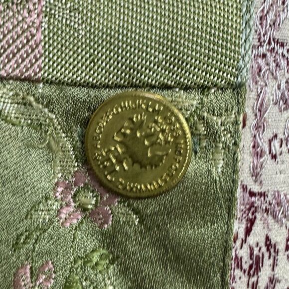 Amanda Smith Patchwork Satin Blazer Jacket Size M Green Crest Boho Lagenlook Y2K - Picture 5 of 8